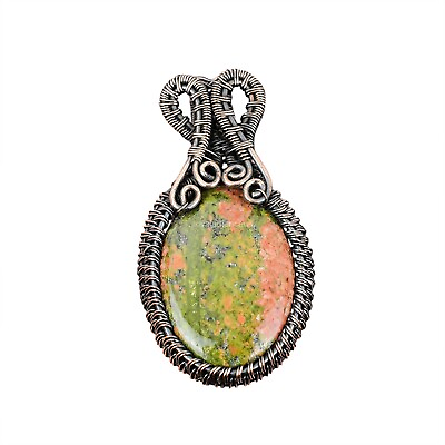 #ad Unakite Gemstone Jewelry Copper Gift For Bestie Wire Wrapped Pendant 2.64quot; $22.20