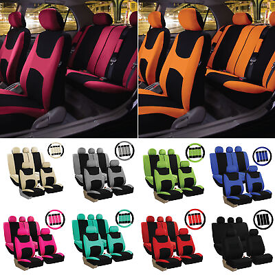 #ad FH Group Car Seat Covers for Auto Steering Wheel Belt amp; 5 Head Rest Full Set $26.99