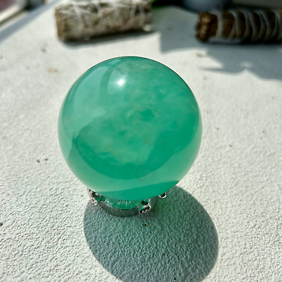 #ad 350g Natural green Fluorite Sphere Quartz Crystal Display Healing Stone 58mm 6th $28.00