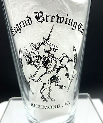 #ad Legend Brewing Company Richmond VA Clear Pint Beer Glass Virginia $11.75