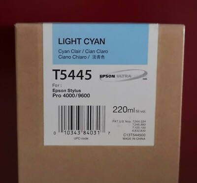 #ad 01 2011 New In Box Epson Genuine 220ml Ink T5445 Light Cyan Stylus Pro 4000 9600 $149.89
