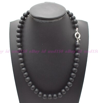 #ad Mens Beads Necklace Matte Black Onyx Gemstone Healing Stone Chakra 18 36quot;AAA $4.74