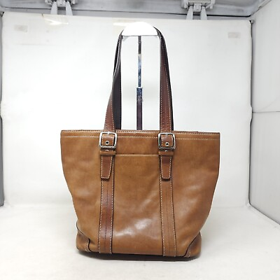 #ad Coach Womens Purse Hampton F11201 Brown Leather Tote Signature Shoulder Bag $45.00