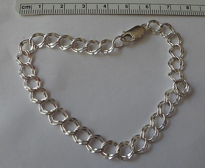 #ad 9quot; Sterling Silver 10 gram 8 mm Diamond Cut Double Charm Bracelet $85.49