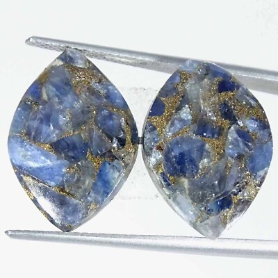 #ad 19.10Cts Natural Blue Sapphire Copper Turquoise Pair Marquise Gemstones $8.99
