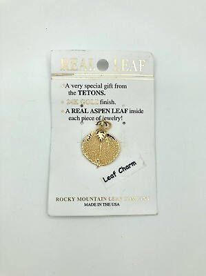 #ad Rocky Mountain Leaf Company 24K Gold Charm Real Aspen Leaf Tetons $19.99