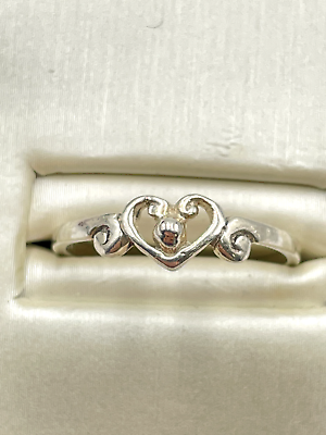 #ad STERLING SILVER 925 HEART BAND SIZE 6.5 RING 1.2g $10.36
