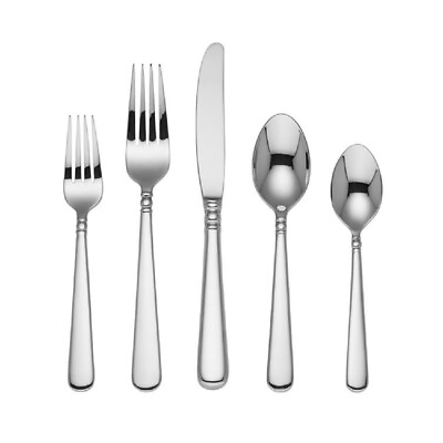 #ad Lenox Pearl Platinum 18 10 Stainless Steel 5pc. Place Setting Service for One $49.95