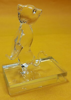 #ad VINTAGE Cat Glass figure Miniature Handmade Art Glass Cat Figurine Sculpture $11.99