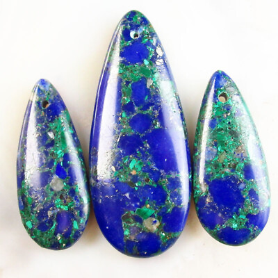 #ad #ad 3Pcs Malachite In Lapis Lazuli Teardrop Pendant Bead HA 62DHS $7.46