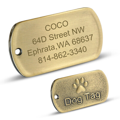 #ad Dog Tags Customizable Gold Personalized Pet Dog ID Name Tags for Dog Engraved $7.69