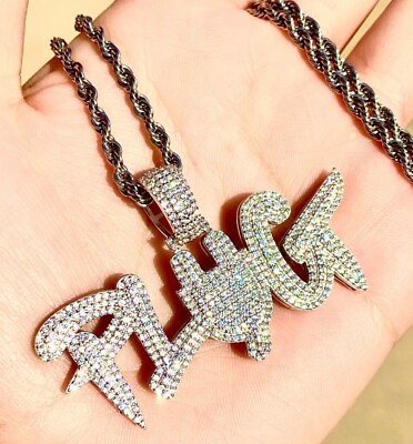 #ad Jewelry Plug Key Custom Ice Pendant Mens Women Icy 14k White 14k Gold Rope Chain $41.99