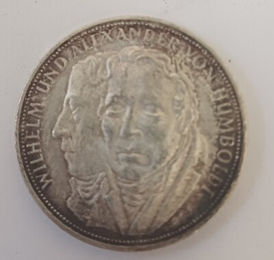 #ad 1967 Germany Wilhelm and Alexander von Humboldt Silver 5 Mark German Coin GBP 32.99