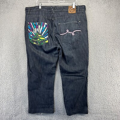 #ad LRG Lifted Research Group Jeans Fits 40x24 Denim Dark Wash Embroidered Altered $14.42