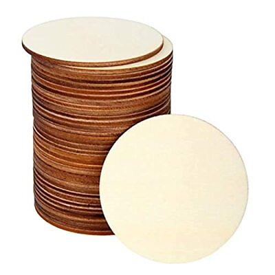 #ad 36 Pcs 3 Inch Unfinished Round Wood Circles for DIY Crafts Staining $15.00