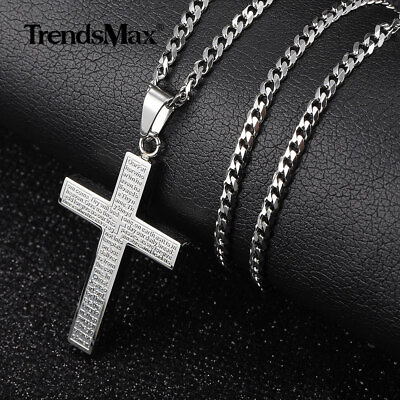 #ad For Men Women Stainless Steel Jesus Christ Cross Pendant Necklace 16 30quot; Chain $9.99