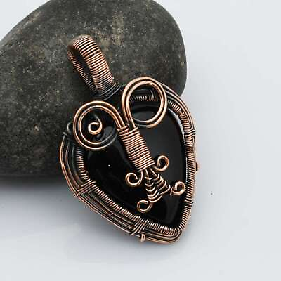 #ad Black Onyx Gemstone Handmade Copper Wire Pendant Jewelry 2.2quot; AP 8384 $3.99