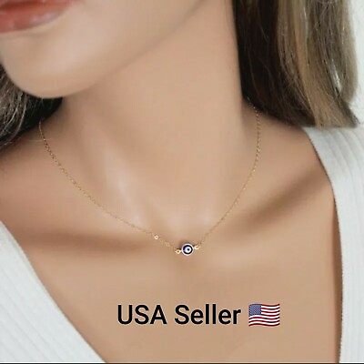 #ad Simple Evil Eye Thin Pendant Women Jewelry Necklace Turkish Lucky Fashion $4.99