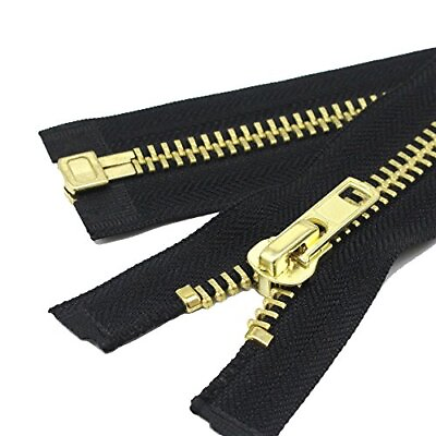 #ad #10 26 Inch Brass Separating Jacket Zipper Right Handed Heavy Duty Metal Zipper $14.67