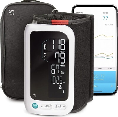 #ad All in One Smart Blood Pressure Monitor Greater Goods Bluetooth Cuff 0636 White $29.95