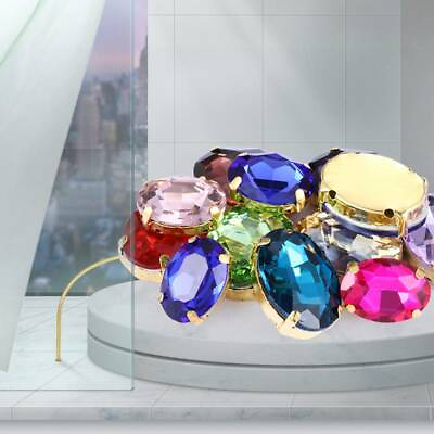 #ad 8 25mm Oval Mixed Colors Glass Crystal Rhinestones Sew Flatback Claw Craft Beads $2.58