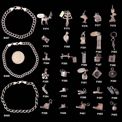 #ad 925 Sterling Silver Charms Vintage Pendants for Bracelets DIY Jewelry Making $16.14