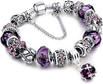 #ad PANDORA BRACELET WITH HEART AND LOVE EUROPEAN CHARMS $16.65