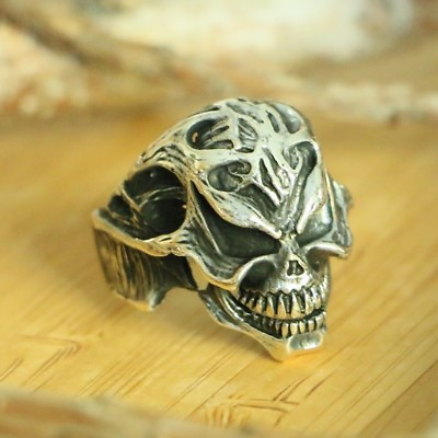 #ad Skull Signet Men#x27;s Rings Handmade 925 Sterling Silver Skull Biker Men#x27;s Rings $38.00