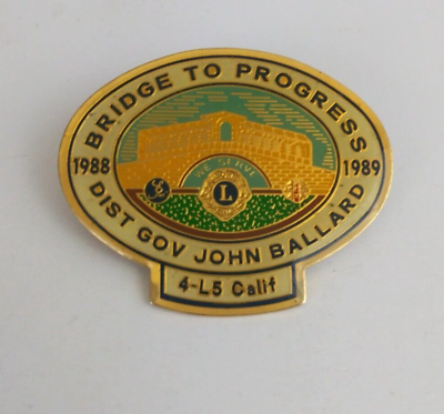 #ad Vtg 1988 1989 Bridge To Progress 4 L5 Calif Lions Club Lapel Hat Pin $7.50