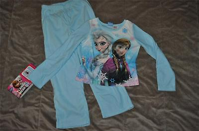 #ad Disney Frozen Girls 2 Piece Fleece Pajama Set Blue Long Sleeve See Sizes NWT $14.99