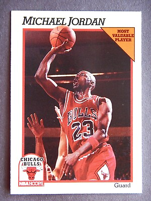 #ad Michael Jordan MVP #30 NBA Hoops 1991 Basketball Card Chicago Bulls LN $2.99