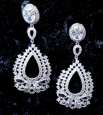#ad #ad Chandelier Rhinestone Crystal Pageant Bridal Earrings Clear Drop Dangle 2.5 inch $36.99