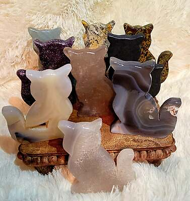 #ad Agate Cat Kitten shape Slabs Crystal Carvings Gorgeous Different Materials $24.99