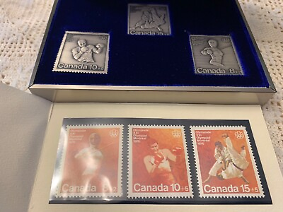 #ad Two 1976 Montreal Olympics Silver amp; Bronze Sets with Post Stamps Certificates C $135.00