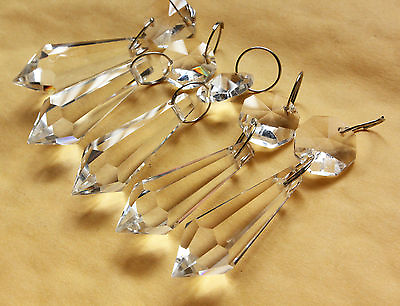 30PCS CLEAR CHANDELIER GLASS CRYSTALS LAMP PRISMS PARTS TEARDROP SILVER RINGS $12.02