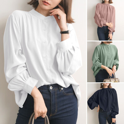 #ad Fashion Women Long Sleeve Button Down Casual Shirt Formal OL Office Blouse Tops $17.10