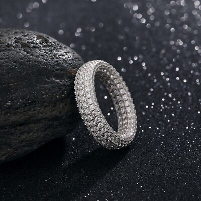 #ad 925 Sterling Silver 2 Ct Cubic Zircon Jewelry Punk Male Women Rings Size 7 10 $160.00