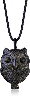 #ad Men Women Amulet Stone Jewelry Owl Golden Obsidian Pendant Necklaces Unisex Gift $57.91