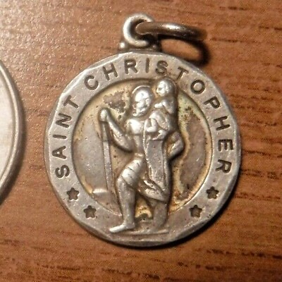 #ad Sterling Silver Medal of St Christopher #180 $21.88