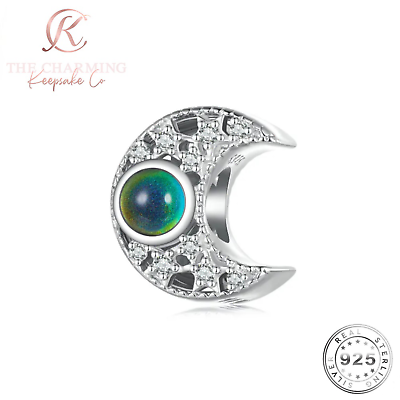 #ad Moon Moodstone Charm Genuine 925 Sterling Silver Gift GBP 16.99