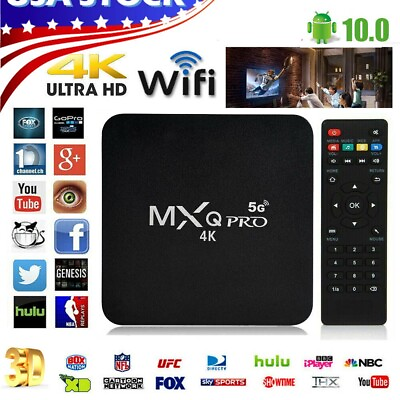 #ad MXQ Pro 4K Ultra HD 64Bit WIFI Android 10.0 Quad Core Smart TV Box Media Player $22.99