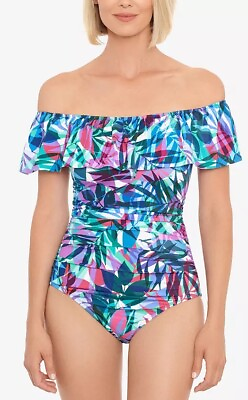 #ad Swim Solutions NEW PRISM MULTI Off the Shoulder One Piece Swimsuit US 14 $19.88