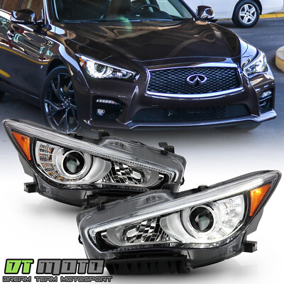 #ad For 2014 2022 Infiniti Q50 w o AFS LED DRL Projector Headlights Pair LeftRight $318.86