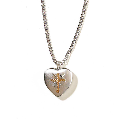 #ad Silver And Plated Heart Locket Necklace $53.63