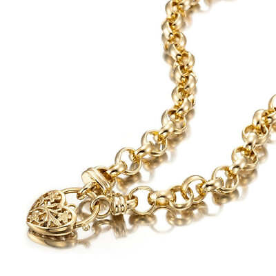#ad 18ct Heavy Yellow Gold Plated Belcher Chain Necklace with a Filigree Locket US AU $320.00