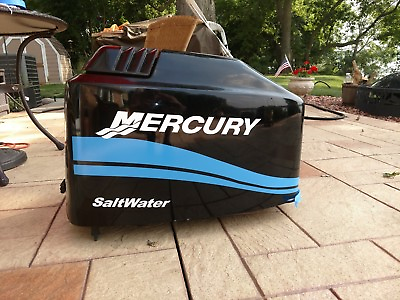 #ad MERCURY BOAT MOTOR COWL DECAL SET Saltwater Series Blue Stripe Size Choices $43.95