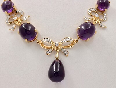 #ad Estate Chandelier Amethyst Diamonds 14K Yellow Gold Necklace $3571.00
