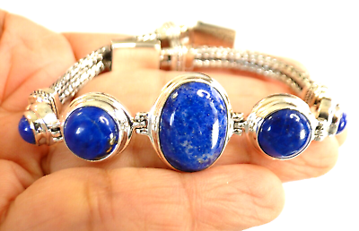 #ad Blue Lapis Lazuli 925 Sterling Silver Bracelet $149.00