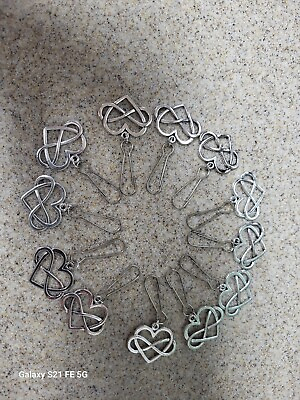 #ad Lot 12 Silver Zipper Pulls Key Chain Decoration Infinity Heart Approx 1 1 2quot; $8.00