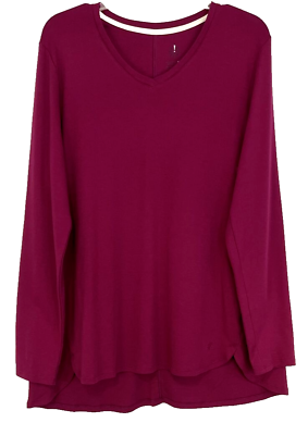 #ad Isaac Mizrahi V Neck Hi Lo Shirt Sz Large Purple Pull On A343365 Women YD3 $17.39